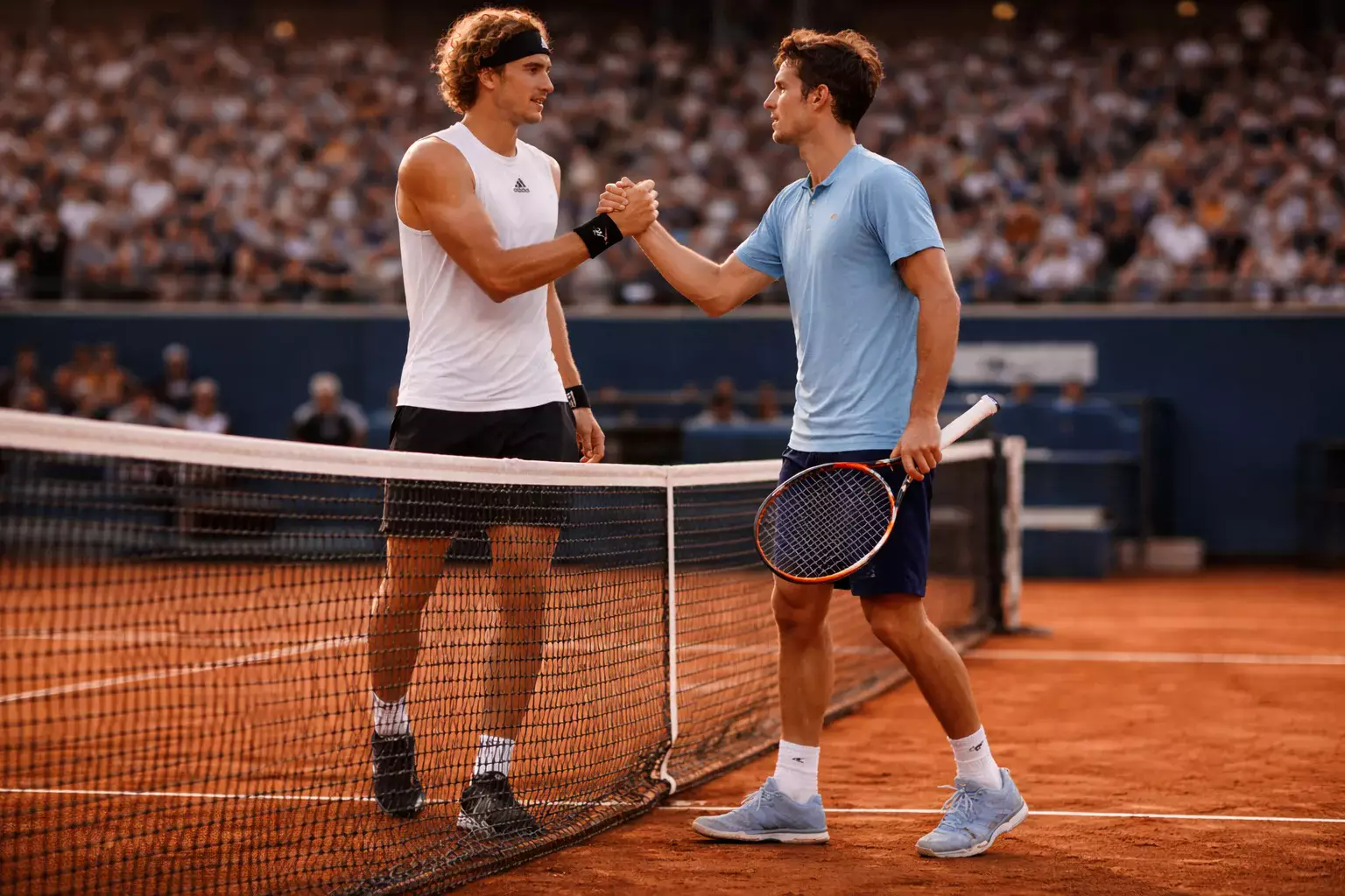 Handschlag zwischen zwei Tennisspielern nach dem Match