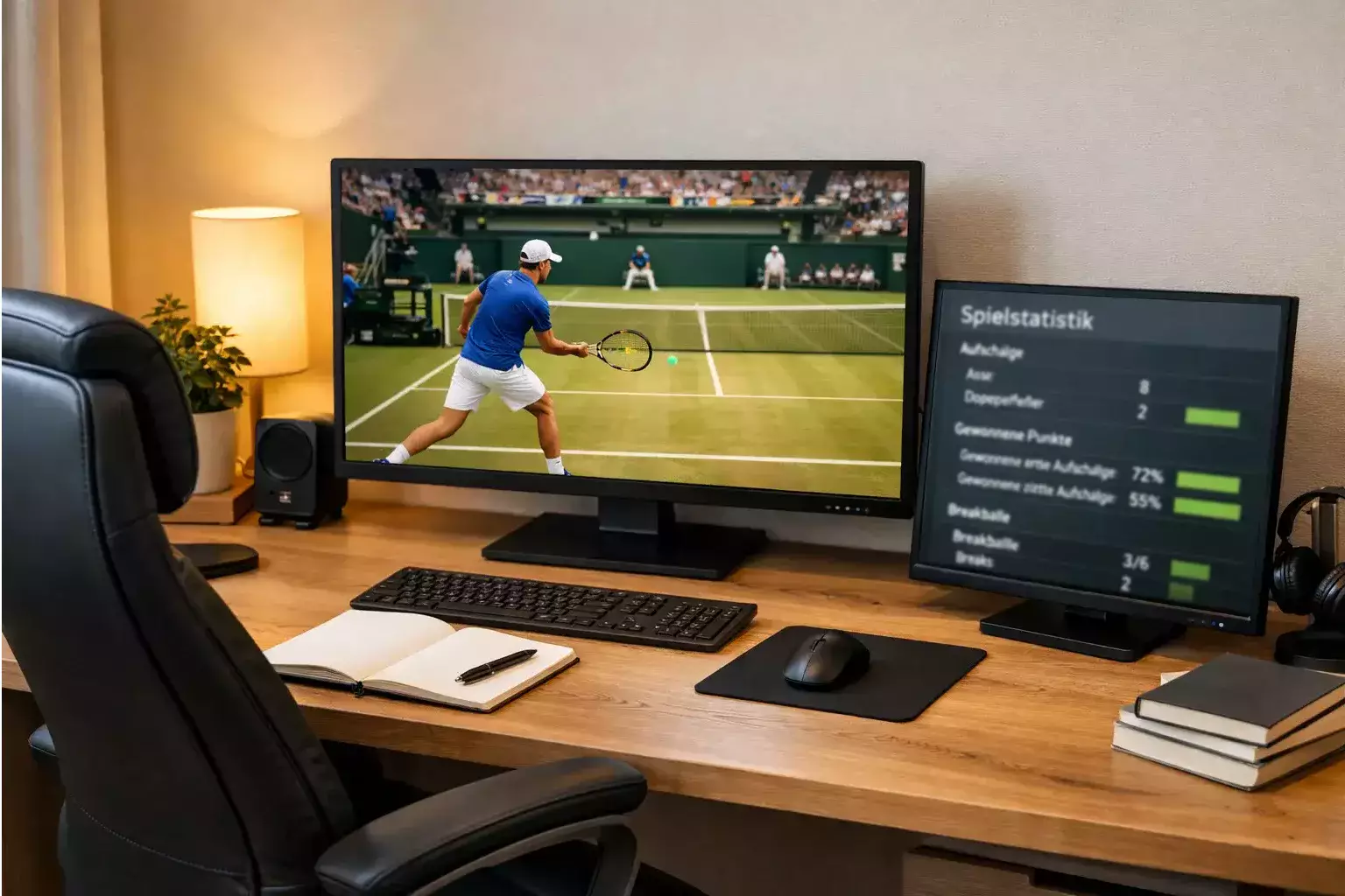 Modernes Setup mit mehreren Bildschirmen für Sportwetten