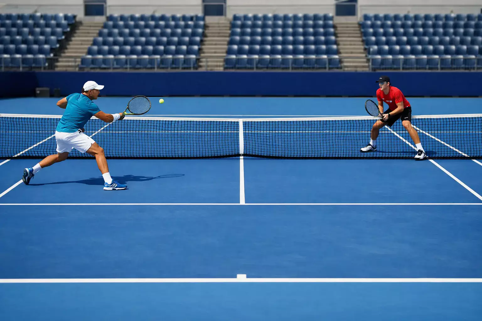 Tennisspieler bei einem Match auf dem Hartplatz