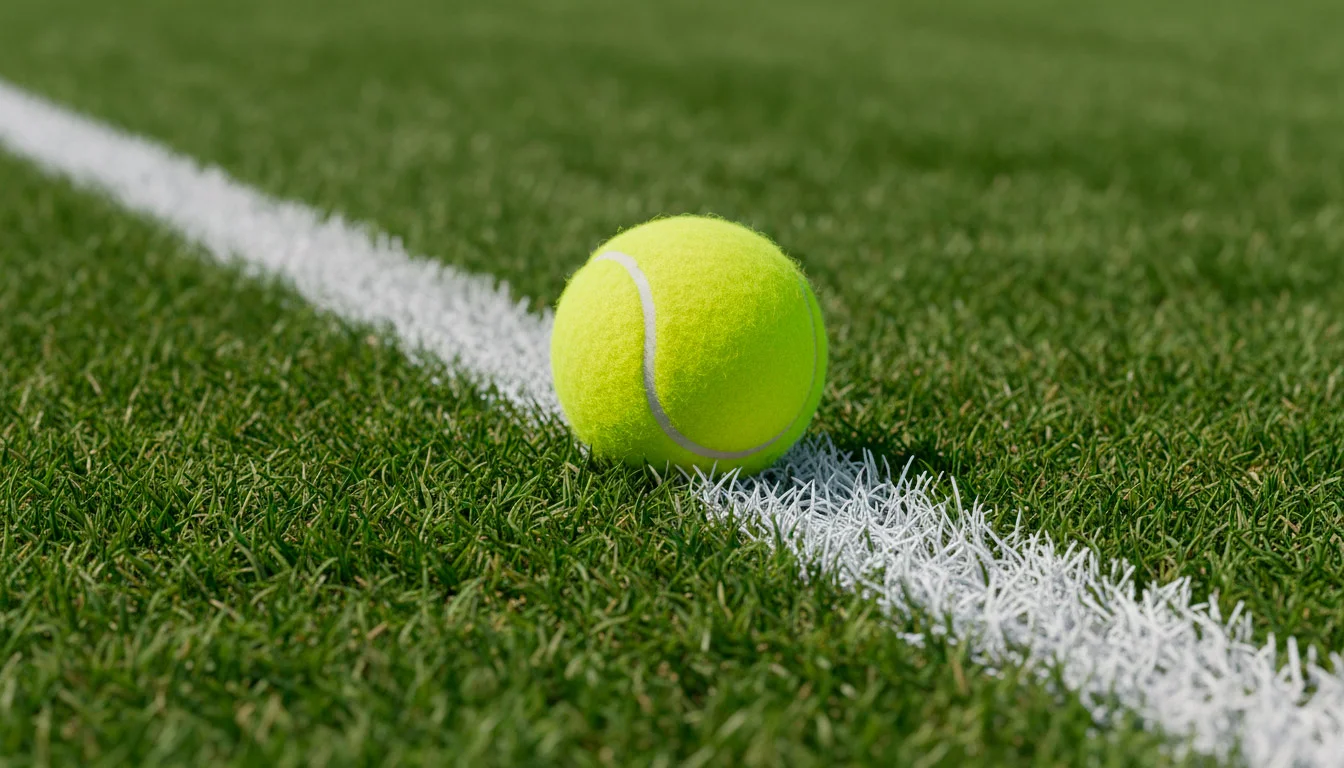 Tennisball auf der Linie eines Tennisplatzes als Symbol für knappe Quotenunterschiede