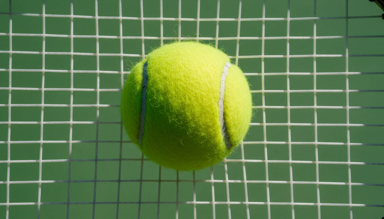 Nahaufnahme eines Tennisschläger-Besaitungsmusters als Symbol für Detailanalyse